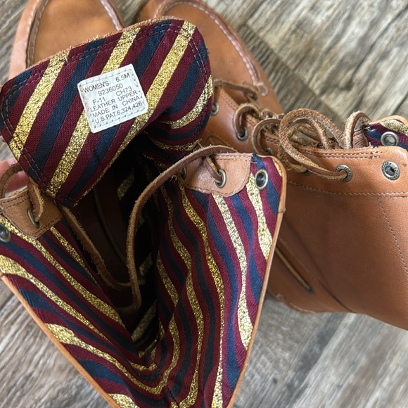 SPERRY TOP SIDER WOMEN BROWN CANVAN AVON ANKLE BOOTS SIZE 6.5M - Picture 5 of 9